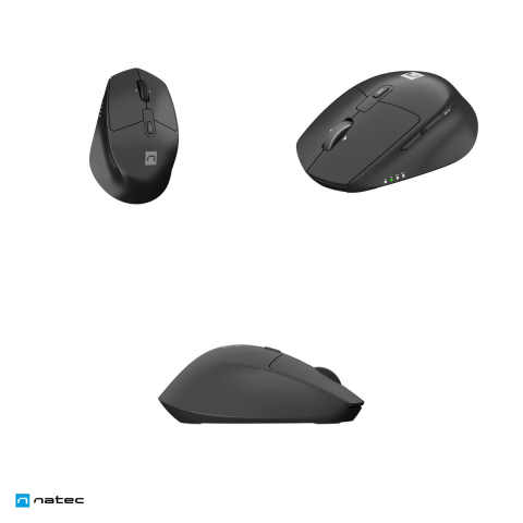 Mouse wireless Natec Kite, 2.4 GHz si Bluetooth 5.0, 3 dispozitive, senzor Blue Sense 4000 DPI care merge si pe sticla, 9 butoane, clicuri silentioase, scroll orizontal, negru, NMY-2347 [3]