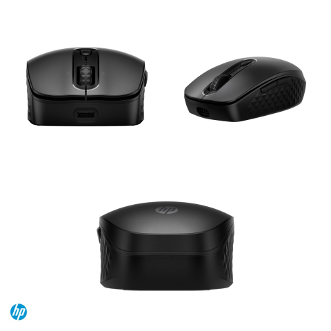 Mouse wireless reincarcabil HP 695, Bluetooth, incarcare Qi sau USB-C, 4000 DPI, 7 butoane, rotita 4-D, pana la 3 dispozitive, negru, 8F1Y4AA [3]
