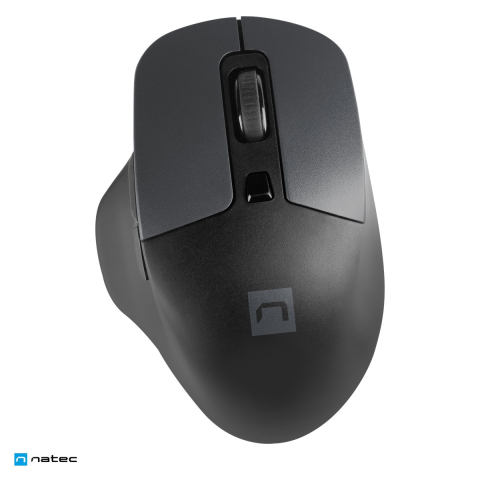 Accesorii IT - Mouse wireless silentios Natec Blackbird 2, receptor nano USB 2.4 GHz, senzor optic 1600 DPI, 6 butoane, pentru mana dreapta, negru cu gri, NMY-1874