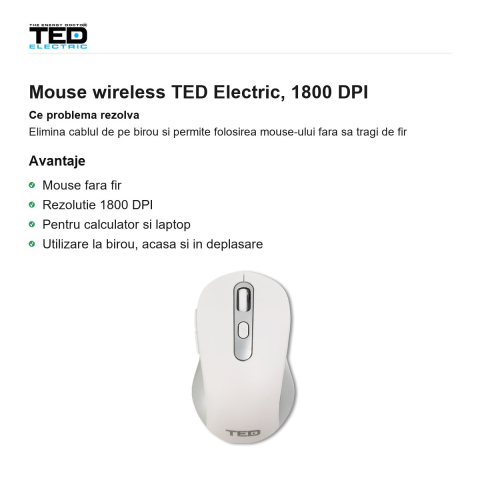 Mouse wireless TED Electric, 1800 DPI [1]
