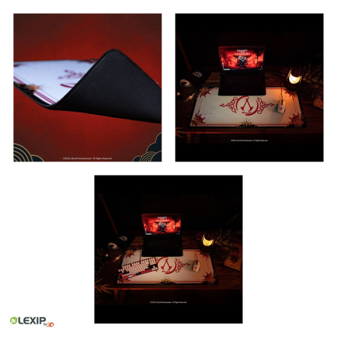 Mousepad gaming XXL flexibil Lexip Assassin's Creed Shadows, 900 x 400 x 4 mm, neopren lavabil, baza din latex antiderapanta, rosu, UBXLXMP0001 [3]