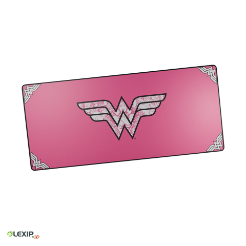 Mouse Pad Gaming - Mousepad gaming XXL flexibil Lexip Wonder Woman Pink, 900 x 400 x 4 mm, neopren lavabil, baza din latex antiderapanta, roz, WAXLXMP0005