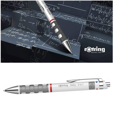Multi-instrument Alb Triopen Tikky cu Sistem Gravitational, Creion Mecanic 0.7mm, Pix Albastru, Rosu si Radiera, Rotring [4]