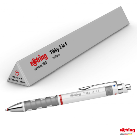 Multi-instrument Alb Triopen Tikky cu Sistem Gravitational, Creion Mecanic 0.7mm, Pix Albastru, Rosu si Radiera, Rotring [3]