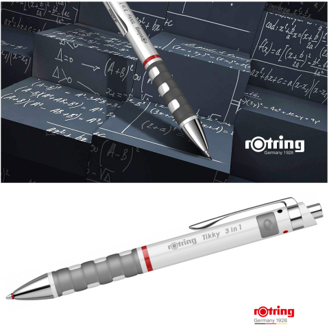 Multi-instrument Triopen Alb Tikky cu Sistem Gravitational, Creion Mecanic 0.5mm, Pix Albastru, Negru si Radiera, Rotring [4]