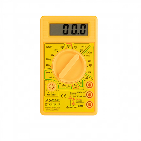 Masurare si testare a curentului electric - Multimetru digital Xtreme DT830BUZ 00444, DC 200mV-1000V, AC 200V-750V, galben