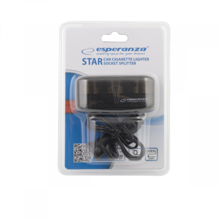 Multiplicator bricheta auto Esperanza EZ126 91157, splitter cu 3 porturi, cablu de 62cm, 12-24V, 5A negru [4]