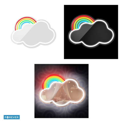 Neon LED cu oglinda Forever Light, Cloud, dimensiuni 400 x 18 x 385mm, cablu USB cu lungime 2m, multicolor [3]