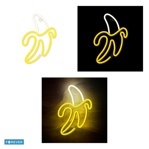 Neon LED Forever Light, Banana, alb galben, 131 lm, dimensiuni 196 x 20 x 285mm, cablu USB cu lungime 2m, alimentare USB 5V 1A sau 3xAA [3]