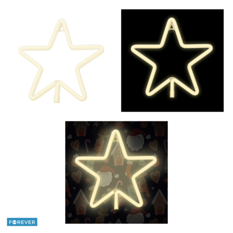 Neon LED Forever Light, Christmas Pentastar, dimensiuni 285 x 20 x 285mm, cablu USB cu lungime 2m, alimentare USB sau 3xAA, alb [3]