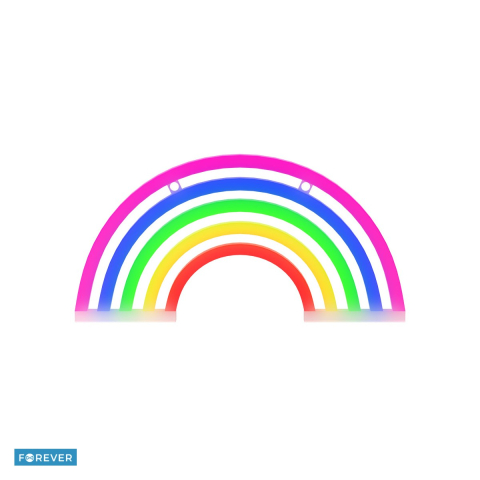 Neoane LED - Neon LED Forever Light, Rainbow, dimensiuni 300 x 20 x 160mm, cablu USB cu lungime 2m, alimentare USB sau 3xAA, multicolor