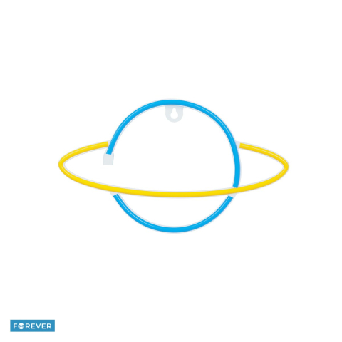 Neoane LED - Neon LED Forever Light, Saturn, galben albastru, dimensiuni 300 x 25 x 175mm, cablu USB cu lungime 2m, alimentare USB sau 3xAA