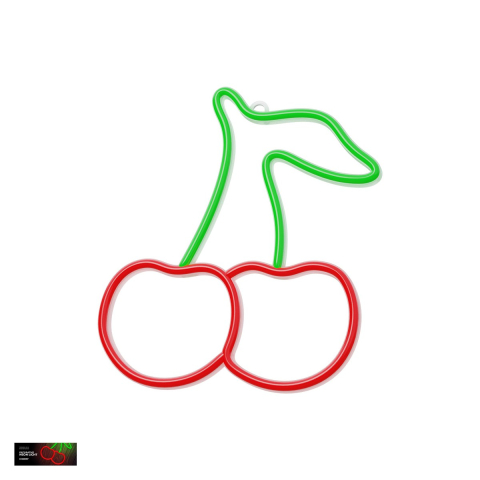 Neoane LED - Neon LED Neolia, Cherry, dimensiuni 225 x 190 x 20 mm, verde rosu, cablu cu lungime 2m, alimentare USB sau 3xAA