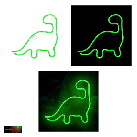 Neon LED Neolia, Dinosaur, dimensiuni 245 x 20 x 235mm, cablu USB lungime 2m, alimentare USB sau 3xAA, verde [3]