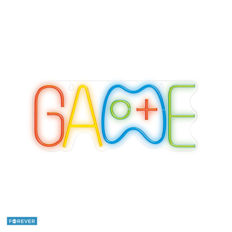 Neoane LED - Neon LED pe plexiglas Forever Light, Game, dimensiuni 220 x 20 x 350 mmmm, cablu USB cu lungime 2m, multicolor