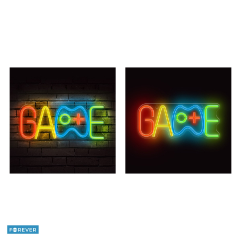 Neon LED pe plexiglas Forever Light, Game, dimensiuni 220 x 20 x 350 mmmm, cablu USB cu lungime 2m, multicolor [4]