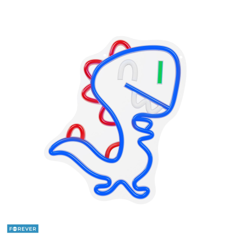 Neoane LED - Neon LED pe plexiglas Forever Light, Jurassic Baby Dino, dimensiuni :255 x 16 x 330mm, cablu USB cu lungimea 2m, albastru