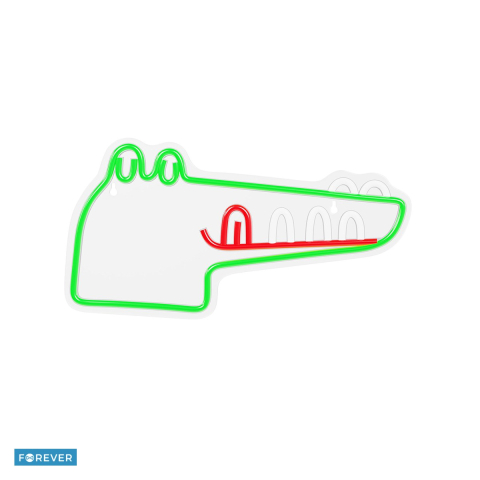 Neoane LED - Neon LED pe plexiglas Forever Light, Jurassic Croc, dimensiuni 400 x 16 x 210mm, cablu USB cu lungimea 2m, verde