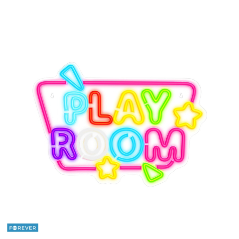 Neoane LED - Neon LED pe plexiglas Forever Light, Playroom, 140 x 20 x 320mm, cablu USB cu lungimea 2m, multicolor