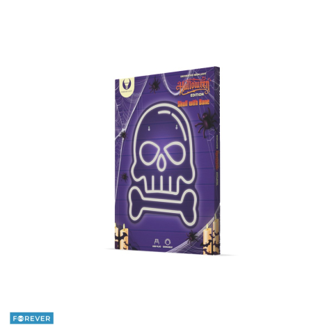 Neoane LED - Neon LED pe plexiglas Forever Light, Skull With Bone, dimensiuni 305 x 20 x 400mm, cablu USB cu lungimea 2m, alb