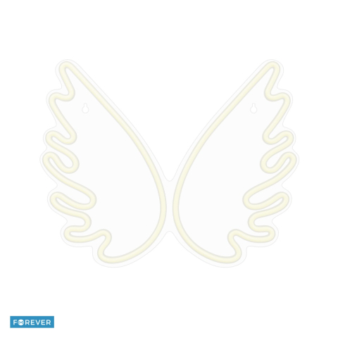 Neoane LED - Neon LED pe plexiglas Forever Light, Wings, dimensiuni 395 x 16 x 325mm, cablu USB cu lungimea 2m, alb