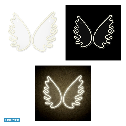Neon LED pe plexiglas Forever Light, Wings, dimensiuni 395 x 16 x 325mm, cablu USB cu lungimea 2m, alb [3]