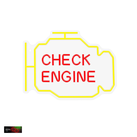 Neoane LED - Neon LED pe plexiglas Neolia, Check Engine, dimensiuni 400 x 20 x 300mm, galben rosu, cablu USB cu lungimea 2m