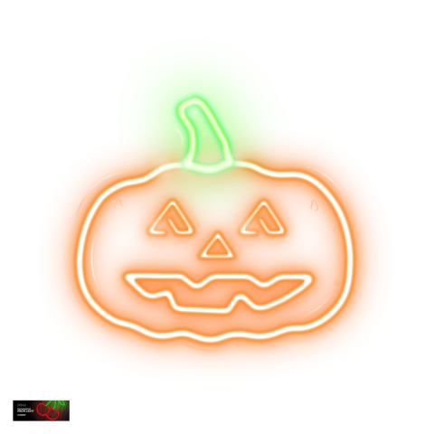 Neoane LED - Neon LED pe plexiglas Neolia, Pumpkin With Stem, dimensiuni 340 x 20 x 315mm, portocaliu verde, cablu USB cu lungimea 2m
