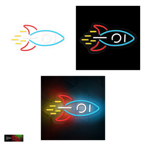 Neon LED pe plexiglas Neolia, Rocket, dimensiuni 230 x 20 x 420mm, cablu USB cu lungimea 2m, multicolor [3]