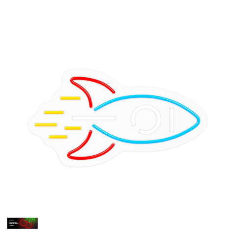 Neoane LED - Neon LED pe plexiglas Neolia, Rocket, dimensiuni 230 x 20 x 420mm, cablu USB cu lungimea 2m, multicolor