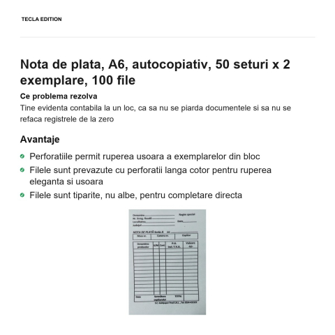 Nota de plata, A6, autocopiativ, 50 seturi x 2 exemplare, 100 file [1]
