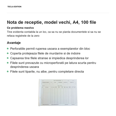 Nota de receptie, model vechi, A4, 100 file [1]