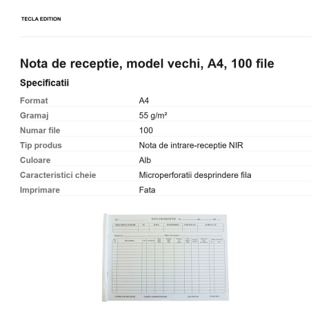 Nota de receptie, model vechi, A4, 100 file [2]