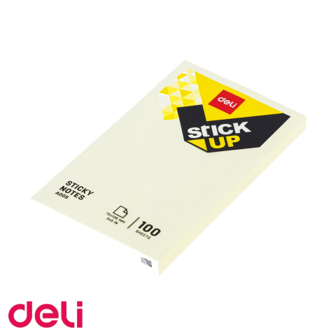 Notes adeziv Deli, 76x126 mm, galben, 100 file, fara urme la dezlipire, pentru birou si organizare [3]