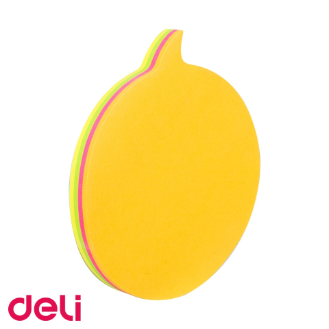 Notes adeziv Deli forme diverse, culori neon fluorescente, 76x76mm, 4 blocuri x 20 file, repozitionabil [3]