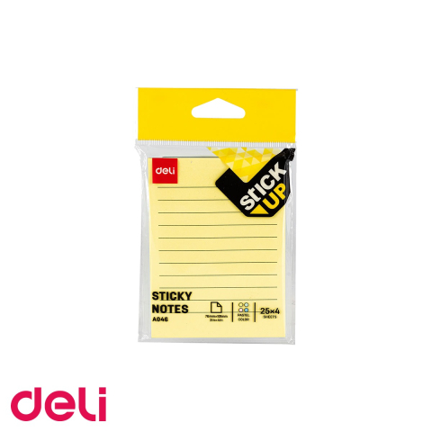 Notes, Post-it si cuburi de hartie - Notes adeziv Deli liniat, 4 culori pastel asortate, 76 x 101 mm, 100 file, pentru birou si acasa