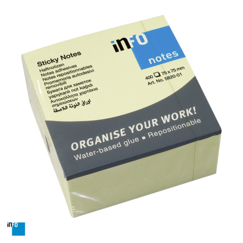 Birotica papetarie - Notes adeziv inFO, 75x75 mm, 400 file, galben pal