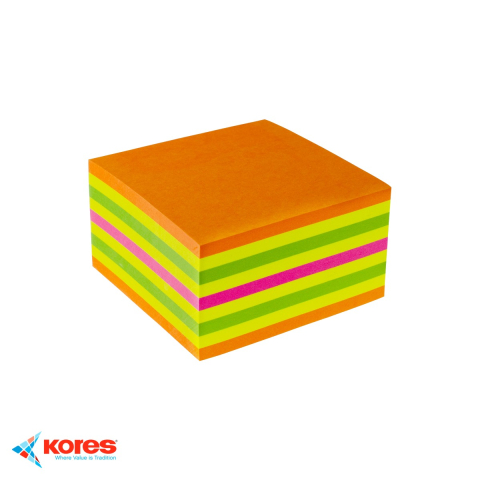 Notes adeziv Kores Summer, 75x75 mm, 450 file, culori neon mixte de vara, pentru memento-uri si mesaje [3]