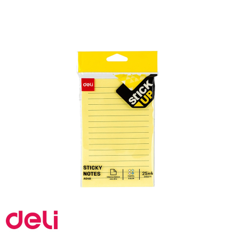 Notes, Post-it si cuburi de hartie - Notes adeziv liniat Deli, 4 culori pastel, 101x152 mm, 100 file, pentru organizare acasa si la birou