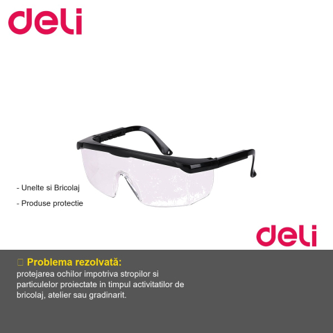 Ochelari de protectie Deli, material rezistent, brate reglabile, pentru uz general [1]