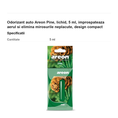 Odorizant auto Areon Pine, lichid, 5 ml, improspateaza aerul si elimina mirosurile neplacute, design compact [2]