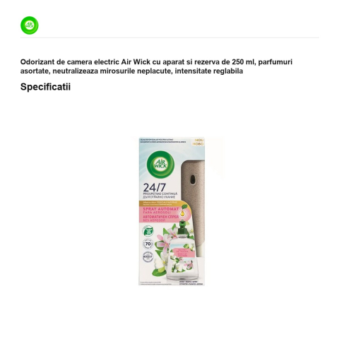 Odorizant de camera electric Air Wick cu aparat si rezerva de 250 ml, parfumuri asortate, neutralizeaza mirosurile neplacute, intensitate reglabila [2]