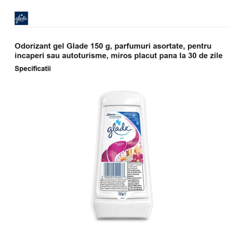 Odorizant gel Glade 150 g, parfumuri asortate, pentru incaperi sau autoturisme, miros placut pana la 30 de zile [2]