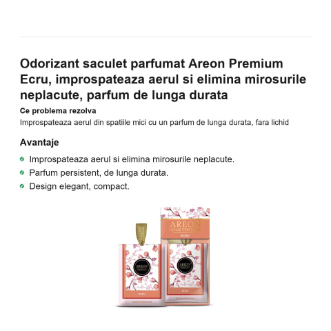 Odorizant saculet parfumat Areon Premium Ecru, improspateaza aerul si elimina mirosurile neplacute, parfum de lunga durata [1]