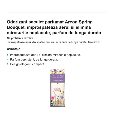 Odorizant saculet parfumat Areon Spring Bouquet, improspateaza aerul si elimina mirosurile neplacute, parfum de lunga durata [1]
