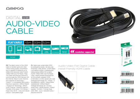 Cablu HDMI-HDMI Bulk Omega, 4K, 1.4, Gold-Plated, 5 m [4]