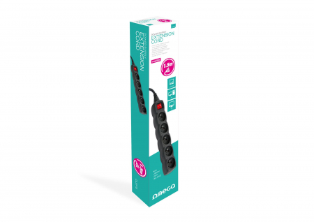 Prelungitoare priza - Cablu prelungitor Omega 1.5M ,16A , 5 prize, francez, negru
