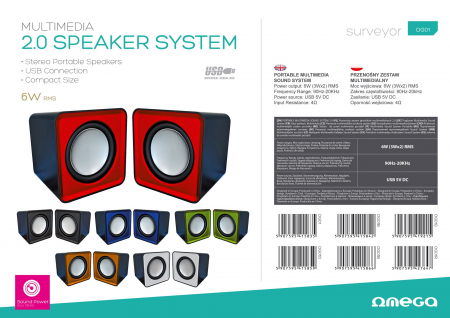 Boxe OMEGA Surveyor OG-01, 2.0, 6W RMS, USB, Albastru [3]
