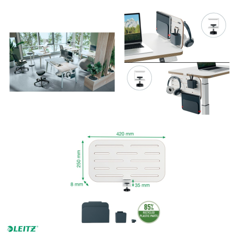 Organizator vertical de birou Leitz Ergo, 42x25 cm, cu 3 accesorii, pentru blat de maxim 35 mm [4]