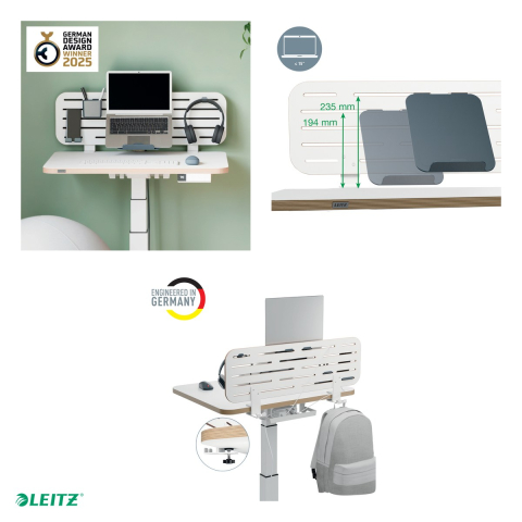 Organizator vertical de birou Leitz Ergo cu suport pentru laptop, 80x25 cm, cu 3 accesorii, pentru blat de maxim 35 mm [3]